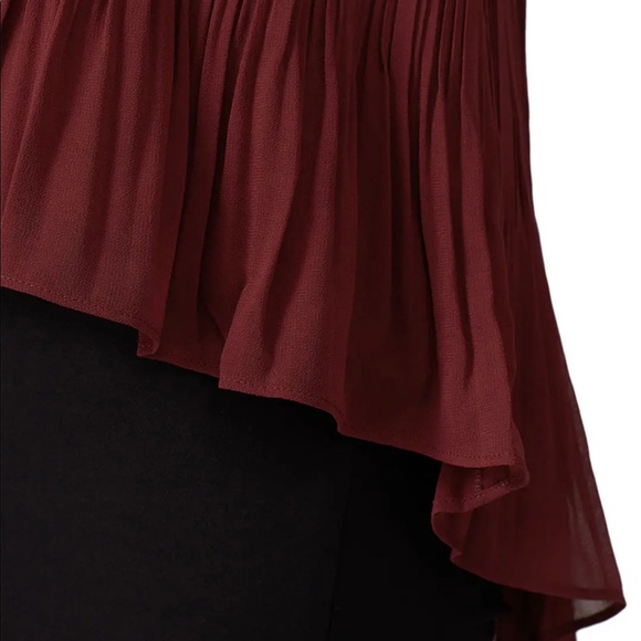 Club Monaco Pleated Georgette Swing Top in Black - Picture 4 of 8